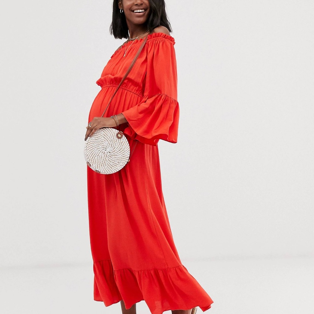 ASOS DESIGN Maternity Off/On Shoulder Maxi Dress ❤️🔥